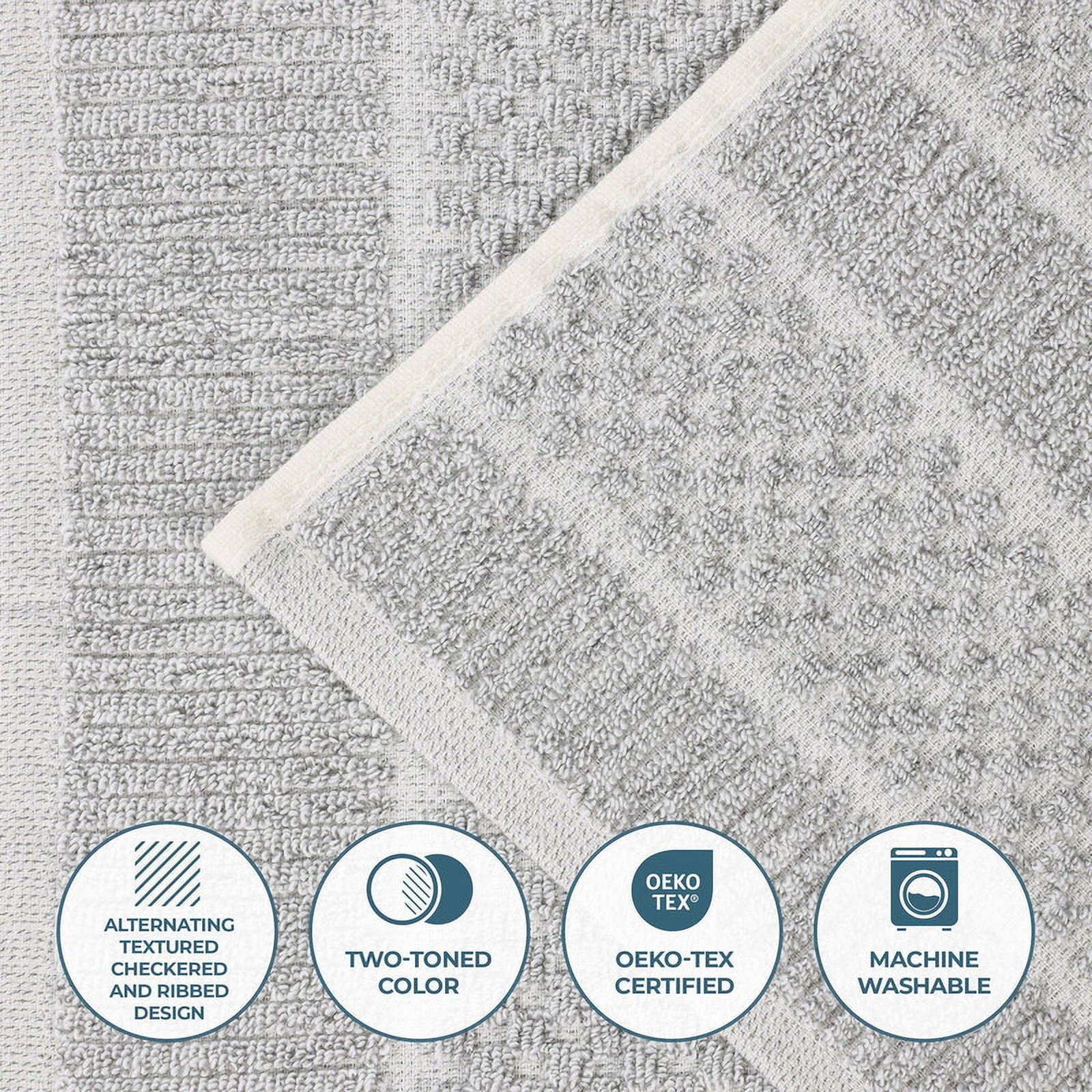 Superior Naples Viscose Cotton Blend Medium Weight Face Towels Washcloths, Set of 12, Platinum
