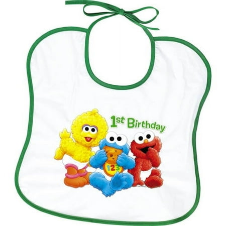Sesame Street 1st Birthday Plastic Bibs (2ct)