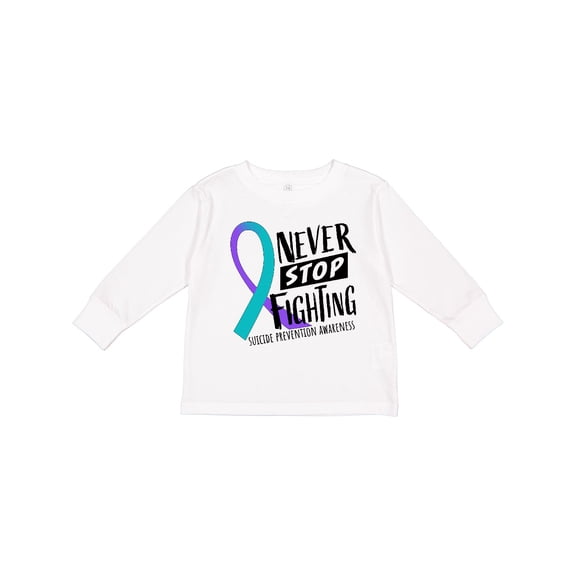 Inktastic Never Stop Fighting Suicide Prevention Awareness Ribbon Boys or Girls Long Sleeve Toddler T-Shirt