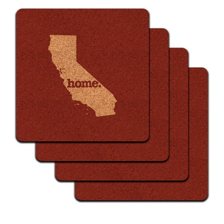 

California CA Home State Low Profile Cork Coaster Set - Solid Maroon