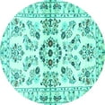 thumbnail image 1 of Ahgly Company Machine Washable Indoor Round Persian Turquoise Blue Traditional Area Rugs, 7' Round, 1 of 4