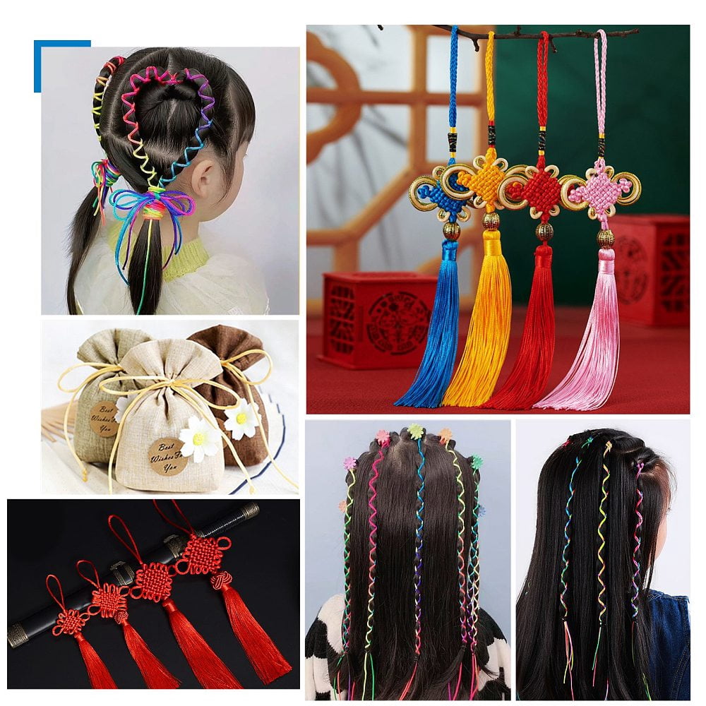 1 Set 12 Rolls 12 Colors Macrame Rattail Chinese Knot Making Cords Round Nylon Satin Cord Mixed Color 2mm about 10.93 yards(10m)/roll