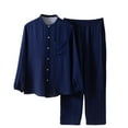 thumbnail image 1 of Birdeem Ensemble de Pyjama pour Homme, Style Décontracté, Design Contrastant, Manches Longues, Col Rond, Cardigan à Poches, Pantalon Long à Taille Élastique, Tenue d'Intérieur, Pantalon de Survêtement pour Homme, Pantalon de Pyjama pour Homme, 1 of 3