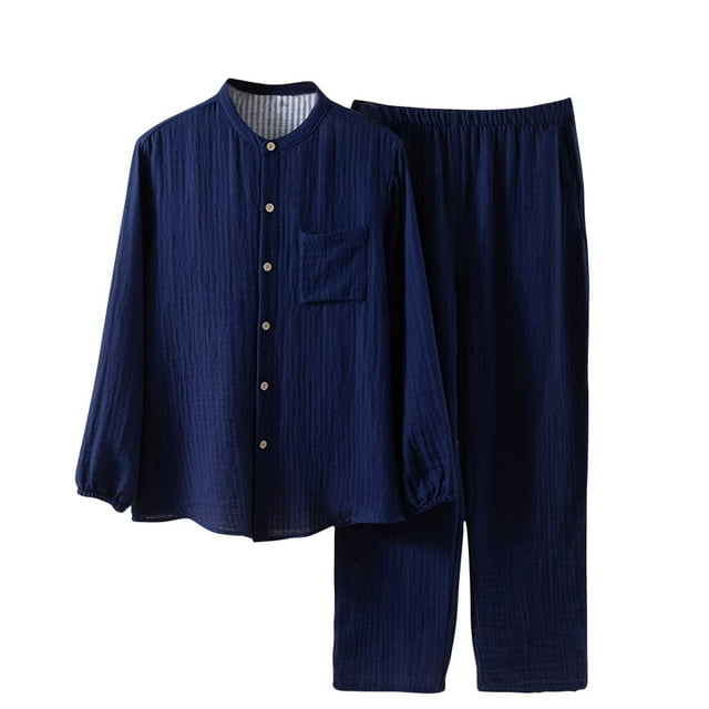 Birdeem Ensemble de Pyjama pour Homme, Style Décontracté, Design Contrastant, Manches Longues, Col Rond, Cardigan à Poches, Pantalon Long à Taille Élastique, Tenue d'Intérieur, Pantalon de Survêtement pour Homme, Pantalon de Pyjama pour Homme