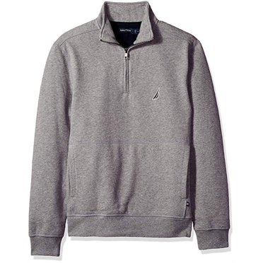 Men's Long Sleeve Half Zip Mock Neck Sweatshirt, Stone Grey Heather, Small - NEW