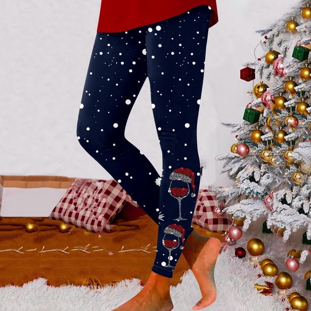 MKLEKYY Leggings con estampado navideño para mujer, leggings para hacer ejercicio, pantalones de yoga 5