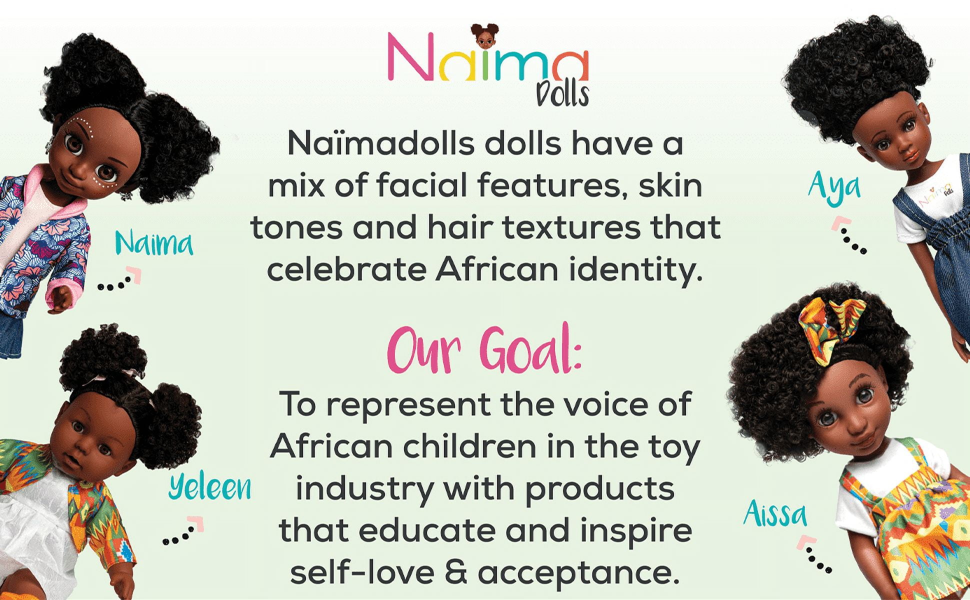 African American Barbie Doll with Realistic Natural Hair, Fashion Style and Accessories for Age 3+ by NaimaDolls