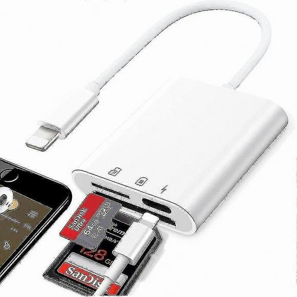 3-in-1 Micro SD Card Reader Adapter for iOS Devices, Portable Memory Card Reader for Simultaneous Data Transfer