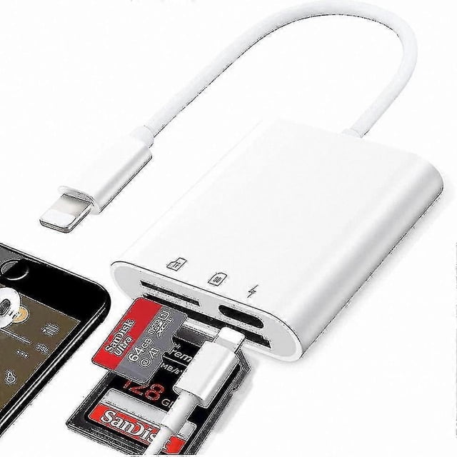 3-in-1 Micro SD Card Reader Adapter for iOS Devices, Portable Memory Card Reader for Simultaneous Data Transfer