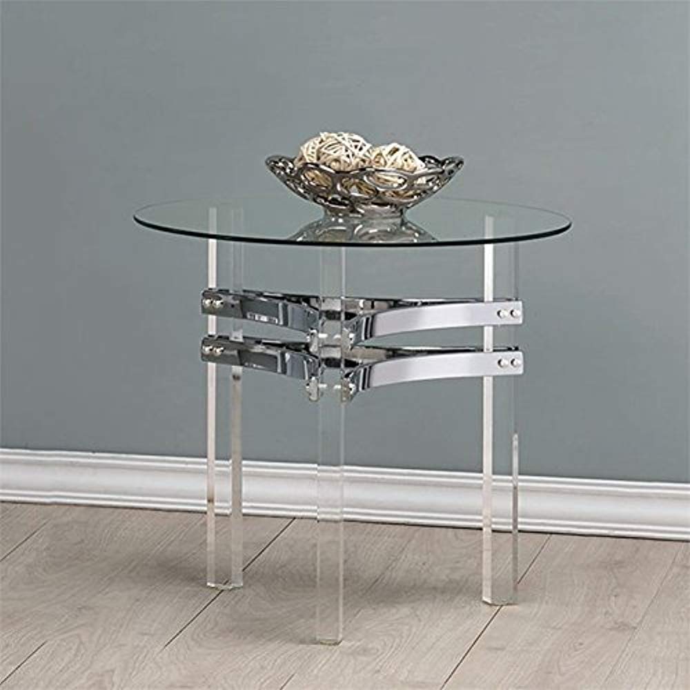 Coaster Round Glass Top End Table in Chrome
