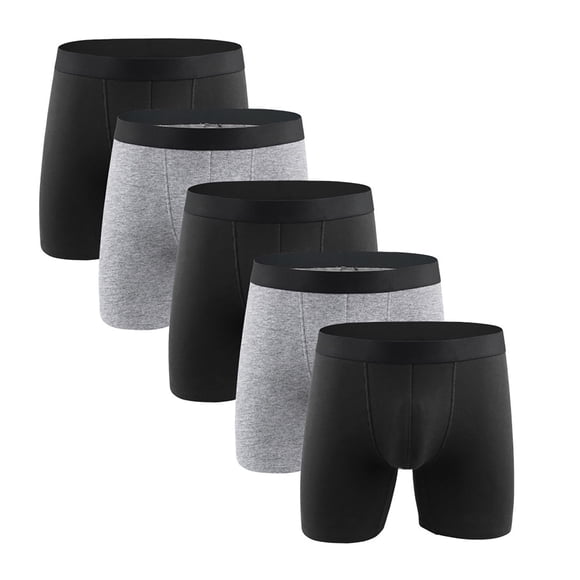 Weiqiqre Men's Boxer Briefs Fashion Comfort Solid Cotton Washable Leakproof Boxers Breif 5 Pack