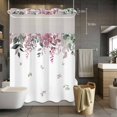 thumbnail image 5 of Spring Red No Hooks Shower Curtain with Snap-in Liner Eucalyptus Leaves Shower Curtains for Bathroom, Waterproof, Easy Install, Washable 60"x72", 5 of 9
