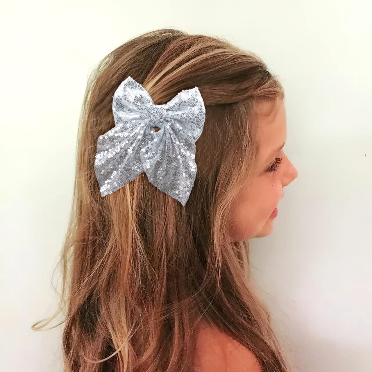 15PCS Sparkly Glitter Sequin Hair Bows for Girls Toddlers Kids Children Teenage