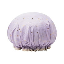 Virmaxy Shower Cap Double Layer Lace Hair Cap Reusable Plastic Elastic Bathing for Spa Hotel and Hair Salon