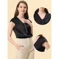 thumbnail image 2 of Allegra K Blusa De Satén Para Mujer, Oficina De Trabajo, Cuello En V, Manga Casquillo, Top Elegante Negro M, 2 of 5