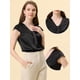 thumbnail image 2 of Allegra K Blusa De Satén Para Mujer, Oficina De Trabajo, Cuello En V, Manga Casquillo, Top Elegante Negro M, 2 of 5