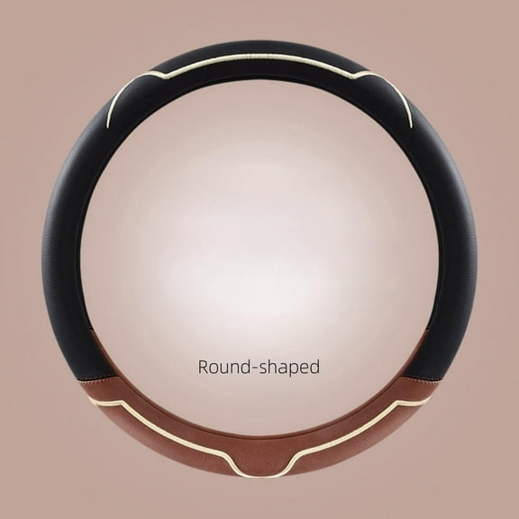Car Steering Wheel Cover forRound-Shaped/D-Shaped, Anti-Slip, Breathable, Full Surround,Universal Fit for Most Cars,Leather Universal Steering Wheel Covers for Car 15 inch (Round-Shaped,Brown)