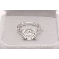 Jewelerix 1.50 CT Round Cut Engagement Ring 925 Sterling Silver Halo Solitaire Ring Attractive Moissanite Diamond Anniversary Gift Ring