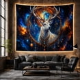 thumbnail image 6 of Moon Stars Stag with Depicted Chest Detailed Fine, Mystical Fantasy for Space Lovers, Galaxy Room Decor, Graduation Gift, Tapestry Wall Hanging for Bedroom and Dorm, 6 of 7