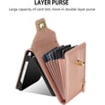 thumbnail image 2 of Phone Case for Samsung Galaxy Z Flip 5 5G 2023 Wallet Cover with Credit Card Holder Zipper Slot Shoulder Crossbody Strap Lanyard Leather Stand Cell ZFlip5 Z5 Flip5 5Z Women Girls Rose Gold, 2 of 14