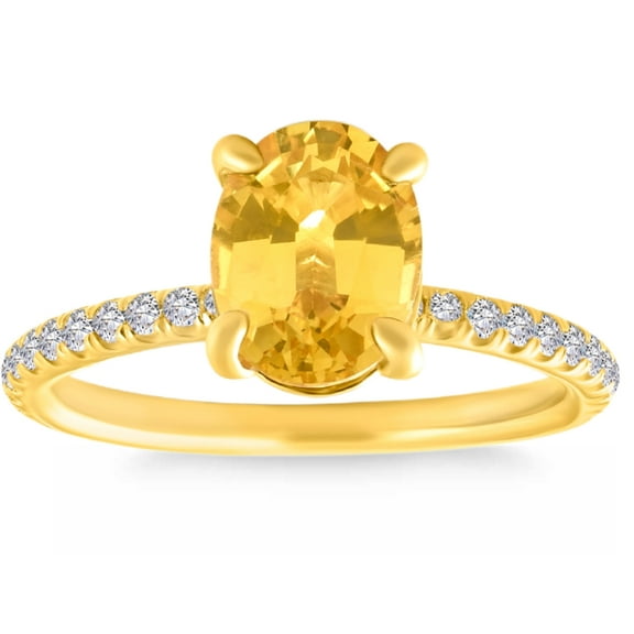 Pompeii 2 3/4Ct Oval Yellow Sapphire & Diamond Ring 14k Yellow Gold Lab Grown