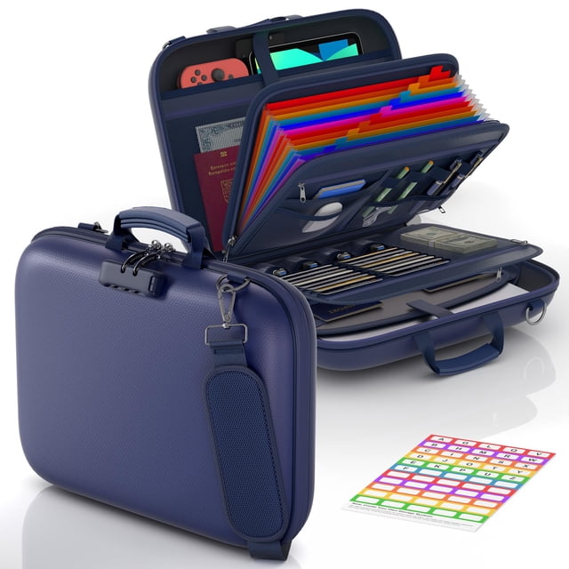 Caja Ignífuga para Documentos Nacial con Cerradura 39x30x9 cm Azul