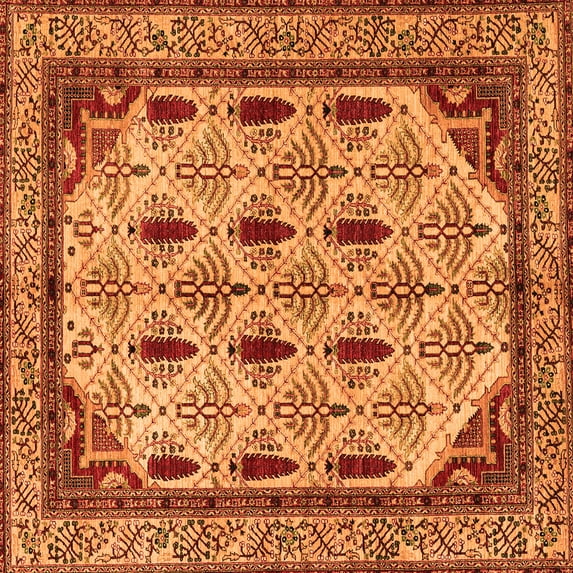 Ahgly Company Indoor Square Abstract Orange Modern Area Rugs, 5' Square