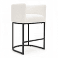 thumbnail image 3 of ClinQ Counter Height Bar Stool Set of 3, 26 in Fabric Upholstered Seat, Metal Legs for Indoor Dining Room and Kitchen Island, Beige, 3 of 12