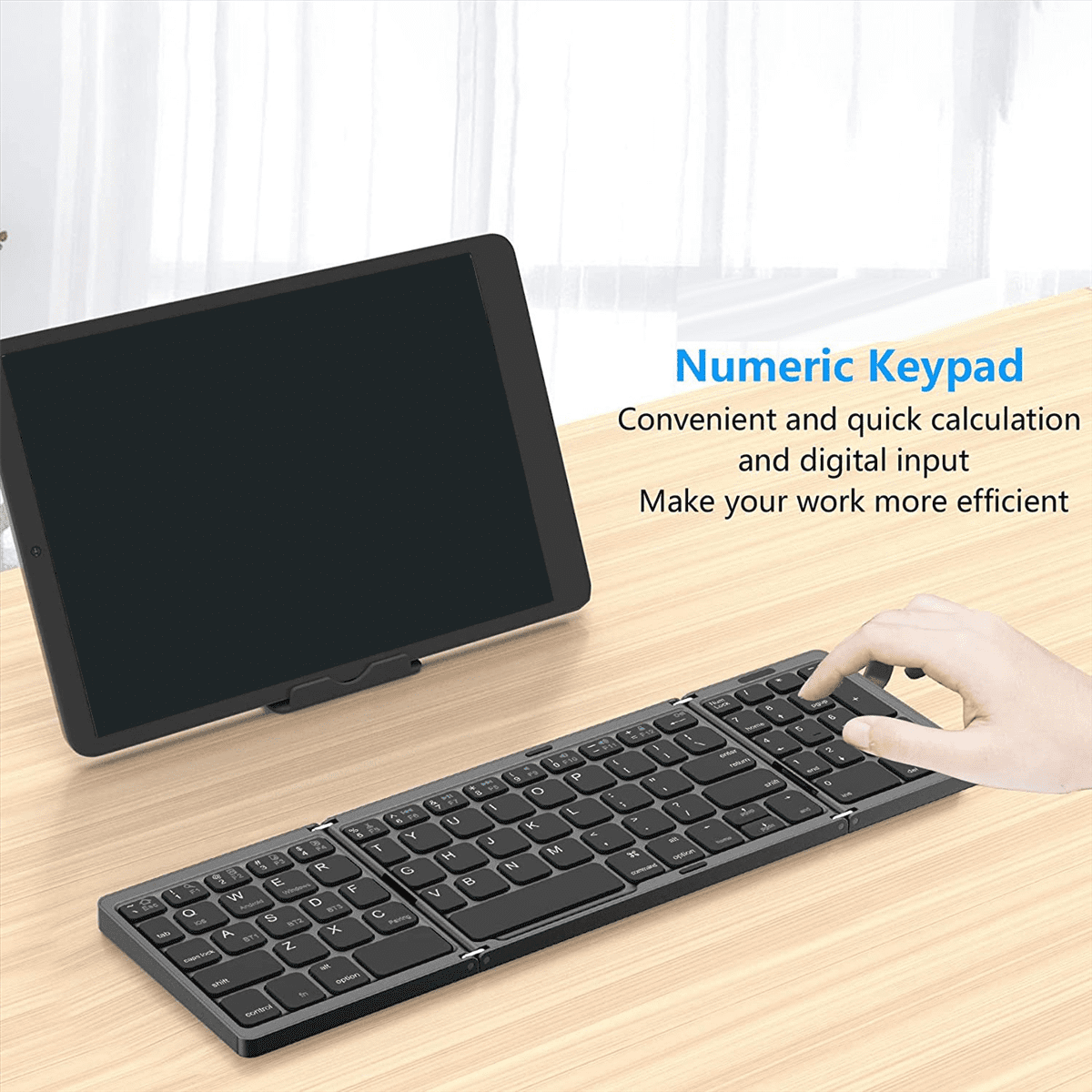 Foldable Bluetooth Keyboard, USB Rechargeable Wireless Keyboard for IOS, Android, PC Laptop Smartphone-Black