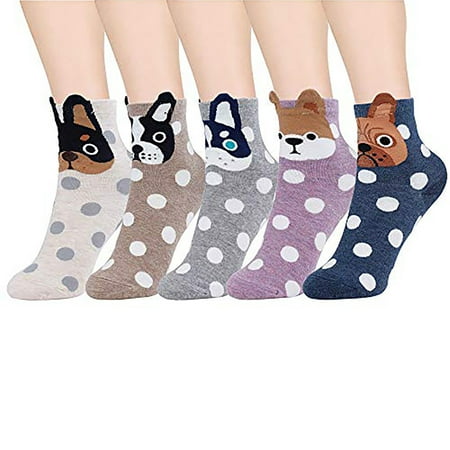 

Women Girls Cute Socks Fashion All Season Dog Cat Animal Cotton Casual Crew Funny Socks 5 Pairs Ankle Socks Gifts