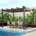thumbnail image 4 of Gymax 10x12ft Outdoor Aluminum Retractable Pergola Canopy Shelter Grape Trellis Brown, 4 of 10