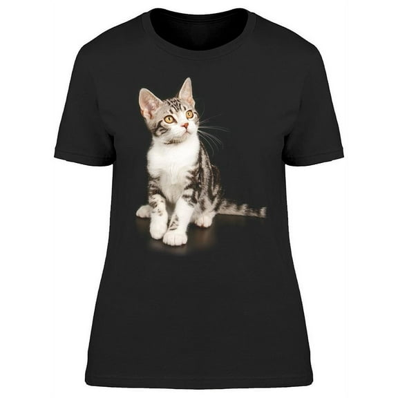 Short-hair Kitten: Looking Up T-Shirt Women -Image by Shutterstock, Female x-Large