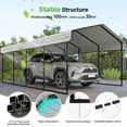 thumbnail image 2 of JINSEED 12'x20' Metal Carport Heavy Duty , Outdoor Garage Car Shelter Shade, Galvanized Roof for Car SUV and Boat, Cream White, 2 of 7