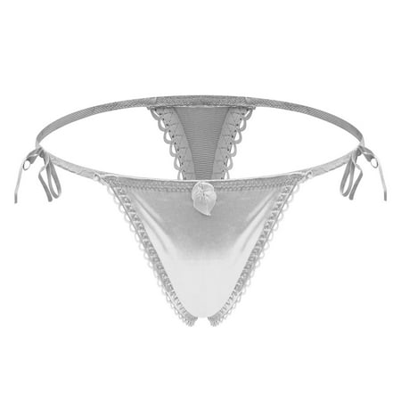 White Womens Faux Silk Lingeries Underwear Thong Pants for Women Colorful Graphic Straight Leg Elastic Waist Low Rise Lingeries 2025 Soft Comfy Clothes Trendy One Size