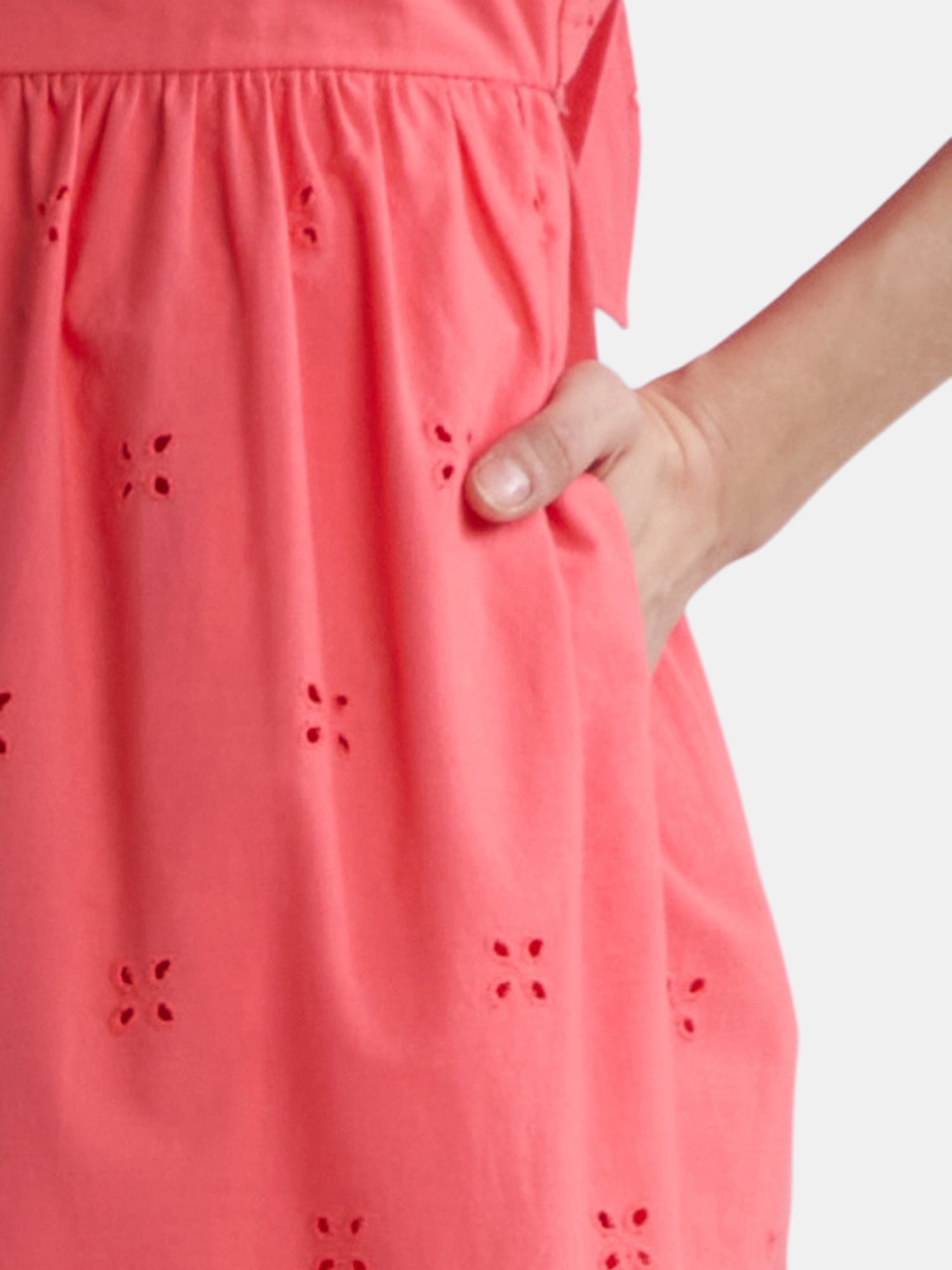 Time and Tru Women's and Women's Plus Square Neck Eyelet Midi Dress, Sizes XS-4X