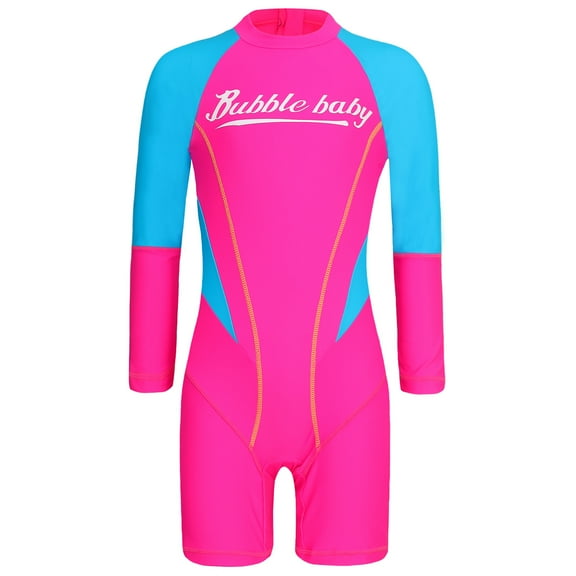 TiaoBug Kids UPF 50 Rash Guard Swimsuit Girls Boys Short Sleeve Boyleg Sport Surfing Bathing Suit Pink-A 150