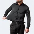 thumbnail image 2 of Camisa de hombre de manga larga elástica de cuatro lados que no necesita planchado con brillo de seda y sensación vertical, 2 of 6