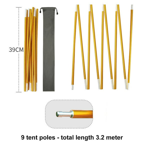 Tent Pole 8.5Mm Camping Aluminum Alloy Tent Pole 320/340/360/390/410Cm Camping Essential Accessories Tent Pole Replacement Pole