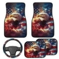 thumbnail image 2 of Pzuqiu Eagle American Flag Car Floor Mats with Car Steering Wheel Cover 5 Piece Full Set Front & Rear Floor Mats with Anti-Slip Pad All Weather Removable Automotive Accessories for Cars, 2 of 6