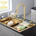 thumbnail image 2 of Gun Grey/Gunmetal/Brushed Gold Kitchen Sink Flying Rain Waterfall Kitchen Sink 304 Stainless Steel Waterfall Kitchen Sink Set, 2 of 11