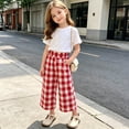 thumbnail image 6 of Zpanxa Girls Buffalo Plaid Wide Leg Pants Elastic Waistband Loose Fit Trendy Casual Trousers with Pockets for School Pants for Girls, 6 of 8