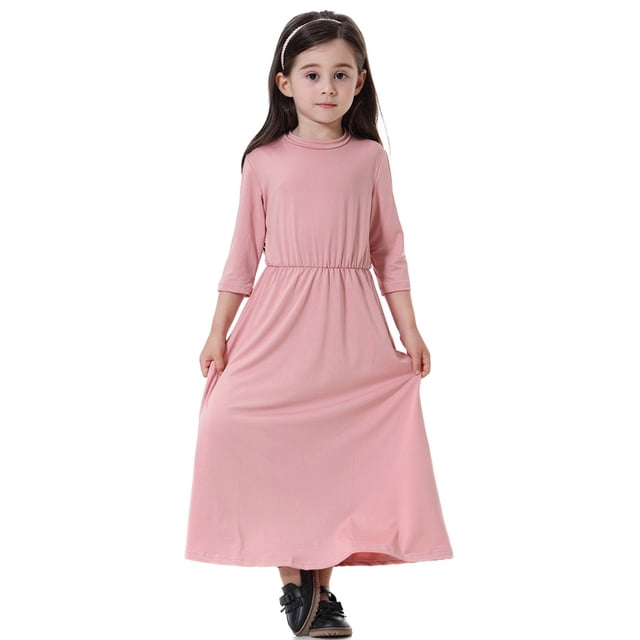KYAIGUO Robes à Volants pour Filles 1-12 Ans Bébé Manches Longues Décontractées Robe Maxi Ligne A