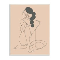 Stupell Industries Abstract Woman Sitting Scribble Drawing Smiling Outline Graphic Art Unframed Art Print Wall Art, Design by Kendra Shedenhelm