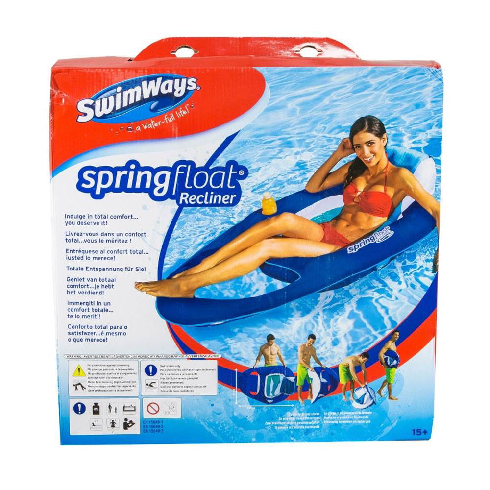 Spring Float Recliner Swim Lounger for Pool or Lake Light Blue SwimWays for sale online 
