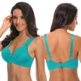 thumbnail image 4 of Curve Muse Women's Minimizer Unlined Underwire Bra With Lace Embroidery-2 Pack-Black,Teal-38DD, 4 of 6