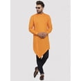 thumbnail image 5 of eloria Men's Traditional Orange Cold-Shoulder Sleeves Asymmetric Kurta, 5 of 7