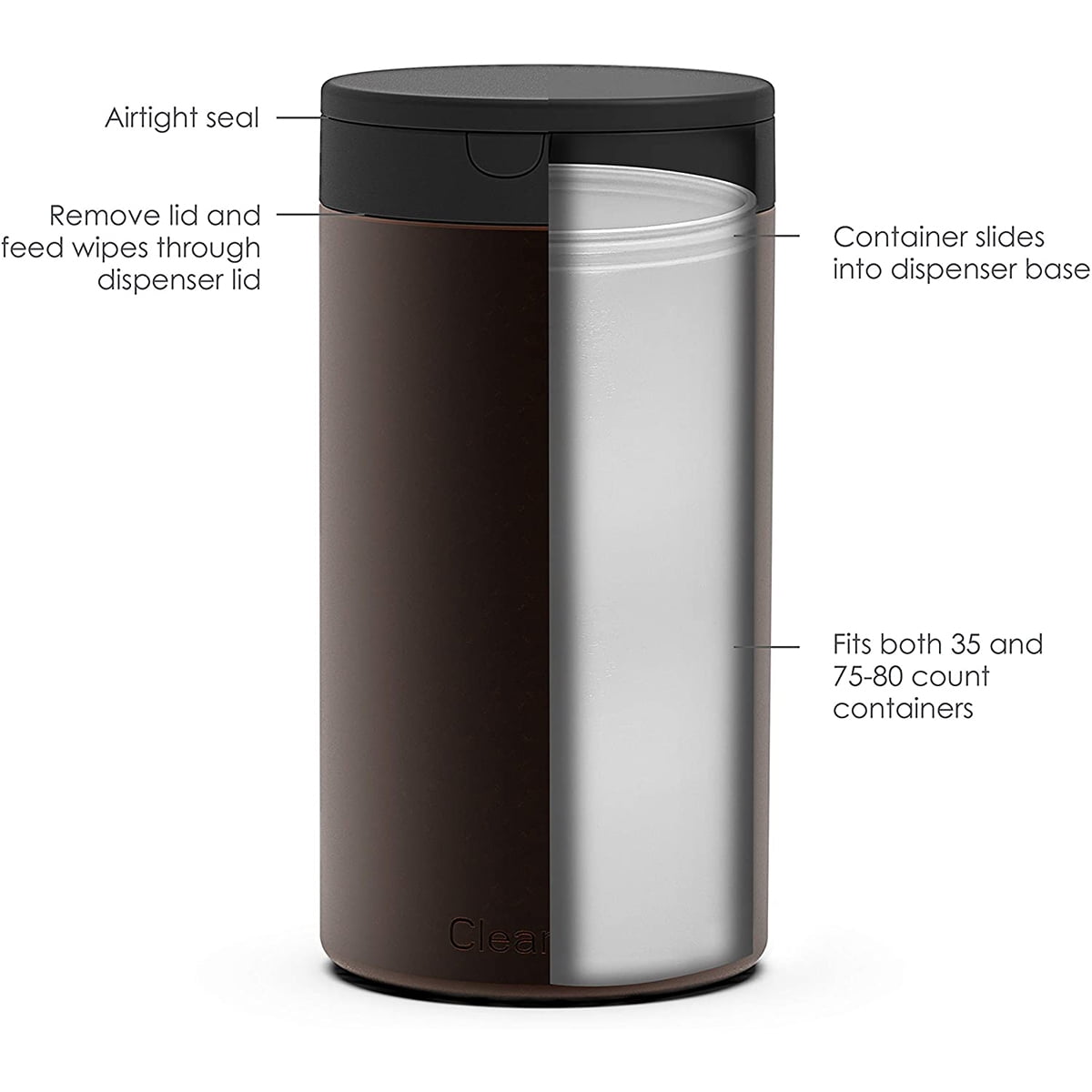 Spectrum Diversified Decorative Refillable Wet Dispenser for Household, Stylish Holder for Cleaning Wipes, Bronze