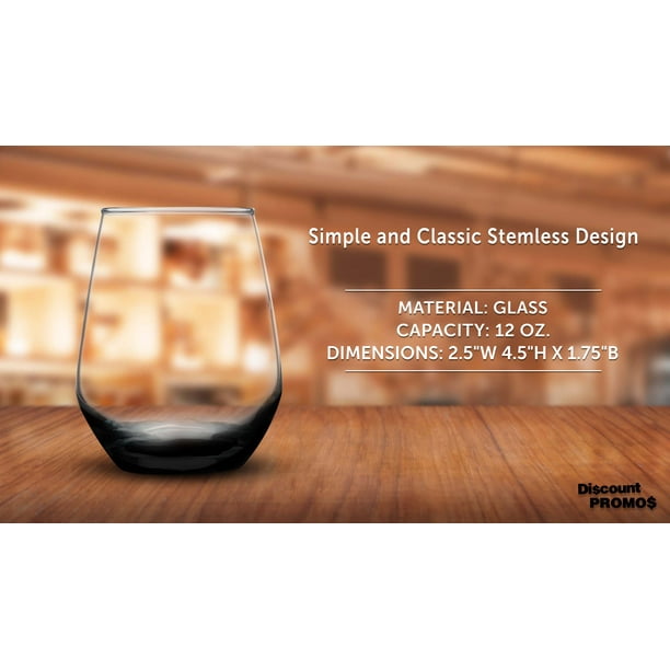 Stemless Wine Glasses 12 oz. Set of 10, Bulk Pack - Perfect for Red Wine,  White Wine, Cocktails - Black - Walmart Business Supplies