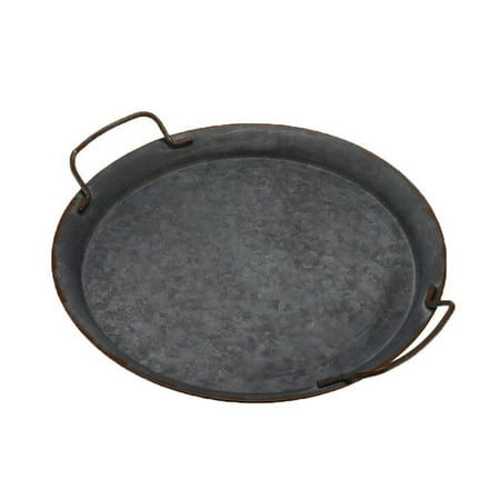 

7.87/11.81inch Retro Iron Food Tray Plate With Handles Round Wrought Iron Vintage Bread Storage Tray Fruit Dessert Tray Plate for Home Restaurant Hotel Supplies