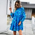 thumbnail image 3 of Women's printed dress, elegant long-sleeved short skirt, 3 of 4